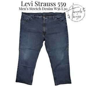 Levi's 559 Jeans Men W56 L30 Blue Denim BIG Stretch Relaxed Classic Straight EUC